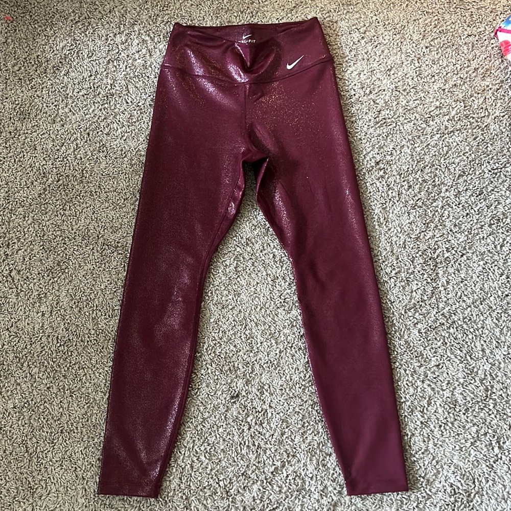 Burgundy silver Nike leggings